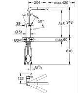 ESSENCE SINGLE-LEVER SINK MIXER 3/8 INCH WITH HIGH SPOUT, PULL-OUT DUAL SPRAY, SWIVEL SPOUT, AND FLEXIBLE CONNECTION HOSES - GROHE - (BRUSHED HARD GRAPHITE - G5 - ESSENCE - 0x10 mm - 0inchX0.38inch)