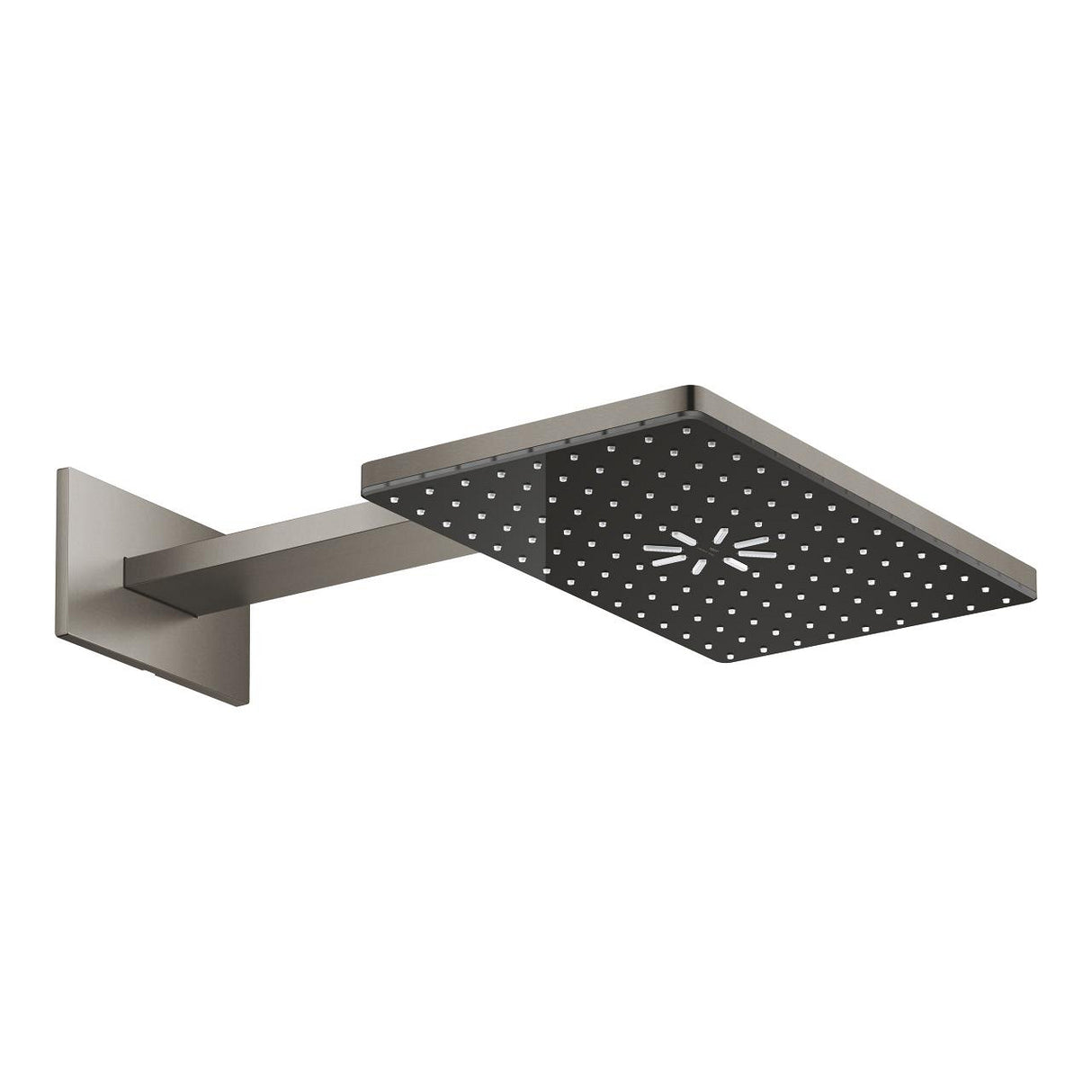 RAINSHOWER AQUA RECTANGULAR HEAD SHOWER SET 430 MM CEILING SHOWER ARM, 2 SPRAYS - GROHE - (BRUSHED HARD GRAPHITE - G5 - RAINSHOWER - 400x230 mm - 16inchX9.2inch)
