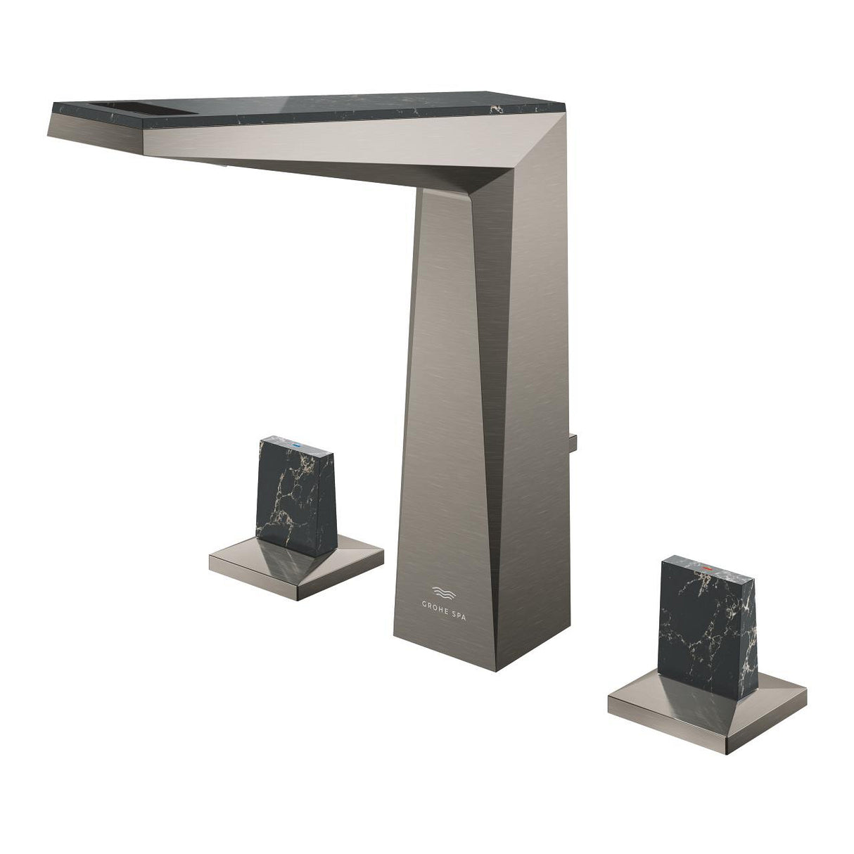 ALLURE BRILLIANT THREE-HOLE BASIN MIXER WITH BAIDED PIPES L-SIZE BLACK CAESARSTONE TRAPEZE HANDLES - GROHE - (BRUSHED HARD GRAPHITE - G5-ALLURE BRILLIANT - 0x15 mm -  0inchX0.5inch)