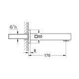 EUROCUBE BATH SPOUT EXP CN - GROHE - (BRUSHED HARD GRAPHITE - G5 - EUROCUBE - 0x15 mm -  0inchX0.5inch)