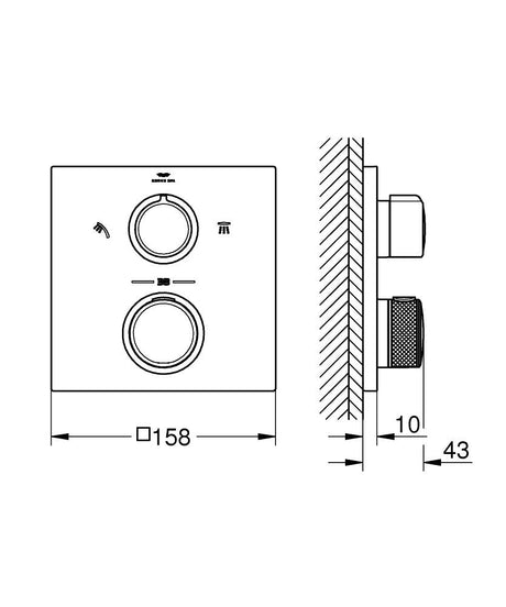 ALLURE THERMOSTATIC FOR CONC SHOWER/HANDSHOWER MIXER - 2 WAY DIVERTER - GROHE - (BRUSHED COOL SUNRISE - G5 - ALLURE - 0x15 mm -  0inchX0.5inch)