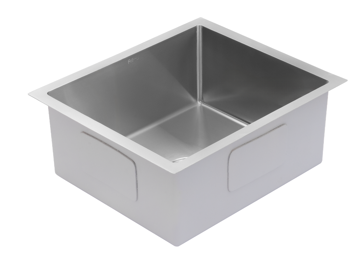 1.0 BOWL SS SINK WITH FA-07 WASTE COUPLING (DEPTH 9INCH)- FUTURA -  ( BRUSHED FINISH - HAND CARVED SERIES - 460x405 mm - 18inchX16.2inch )