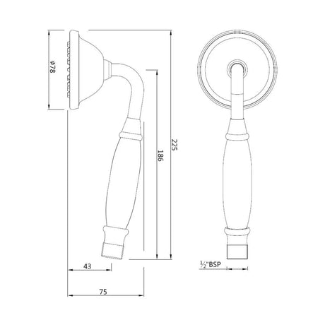 VICTORIAN HAND SHOWER ROUND - JAQUAR FAUCETS -  ( GRAPHITE - HAND SHOWER - 0x15 mm - 0inchX0.5inch )