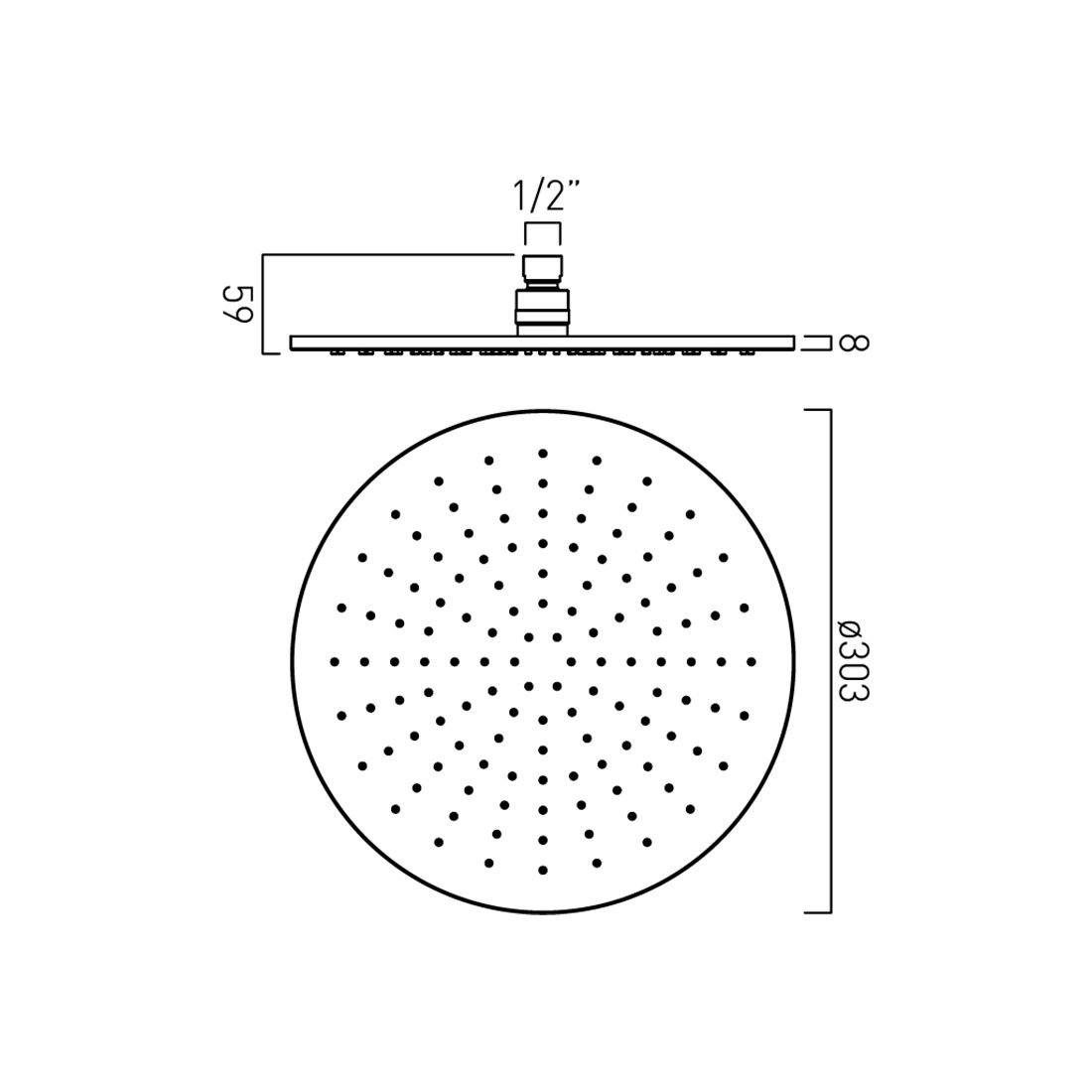 O/HEAD SHOWER ROUND 300MM - VADO -  ( BRUSHED GOLD - INDIVIDUAL - 0x15 mm - 0inchX0.6inch )