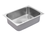 Stainless steel sink on a white background