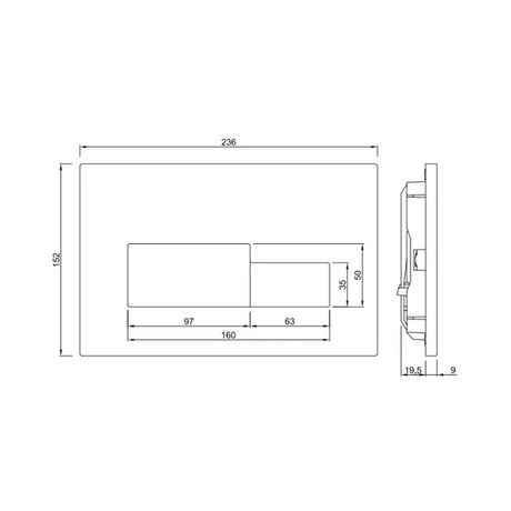 CONTROL PLATE - JAQUAR CISTERN -  ( CHROME - ARIA - 0x0 mm - 0inchx0inch )
