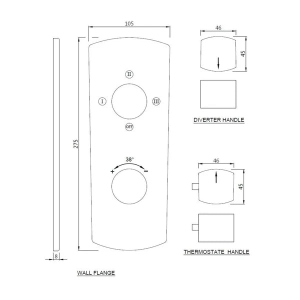 (PRUN) AQUAMAX EXPOSED PART KIT OF THERMOSTATIC SHOWER MIXER WITH 3-WAY DIVERTER & SLEEVE (COMPATIBLE WITH ALD-683N) - JAQUAR FAUCETS -  ( GOLD - KUBIX PRIME - 0x20 mm - 0inchX0.75inch )