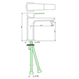 SL B/MXR W/O POP-UP&W/450MM BRAIDED PIPE - JAQUAR FAUCETS -  ( GRAPHITE - KUBIX PRIME - 0x15 mm - 0inchX0.5inch )