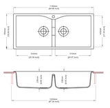 QUARTZ 2.0 BOWL W/O DRAIN BOARD (DEPTH 9INCH) - CARYSIL -  ( GRANITE METALLIC NERA - LARGO - 1140x500 mm - 45inchX20inch )