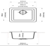 QUARTZ 1.0 BOWL W/O DRAIN BOARD (DEPTH 8INCH) - CARYSIL -  ( GRANITE METALLIC NERA - NEO SALSA - 423x423 mm - 16.65inchX16.65inch )