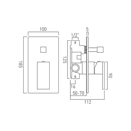 SL BATH MIXER SET(CONC.BODY & S.L.EXP.P) - VADO -  ( CHR - NOTION - 12x12 mm - 0.5inchX0.5inch )
