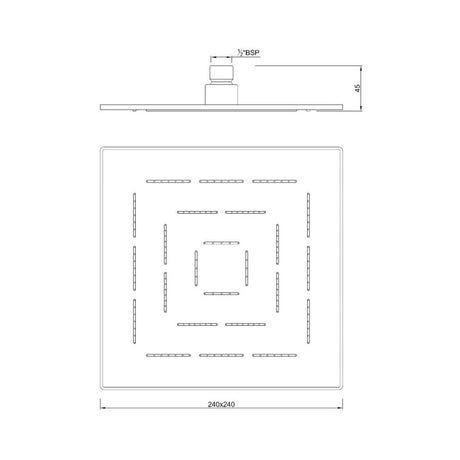 MAZE SQUARE 9.5 - JAQUAR FAUCETS - ( GOLD DUST - OVERHEAD SHOWER - 15x240 mm - 0.5inchX9.5inch )