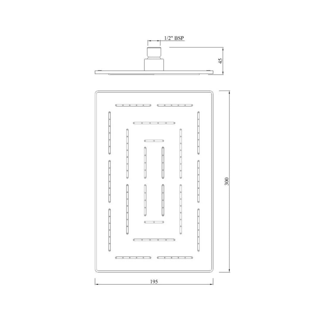 MAZE RECT. SHOWER 295MMX190MM - JAQUAR FAUCETS -  ( GOLD DUST - OVERHEAD SHOWER - 0x15 mm - 0inchX0.5inch )