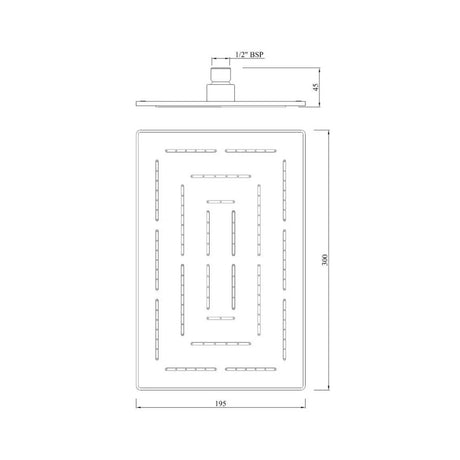 MAZE RECT. SHOWER 295MMX190MM - JAQUAR FAUCETS -  ( GOLD DUST - OVERHEAD SHOWER - 0x15 mm - 0inchX0.5inch )