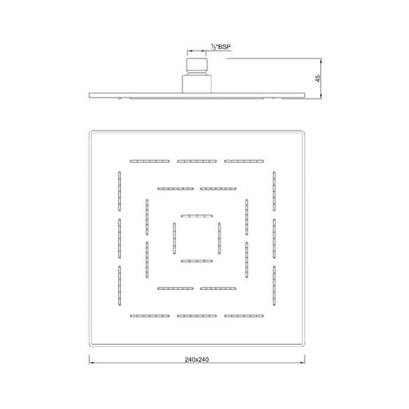 (PRUN) MAZE SQUARE  9.5   - JAQUAR FAUCETS -  ( GOLD - OVERHEAD SHOWER - 15x240 mm - 0.5inchX9.5inch )