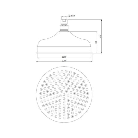 VICTORIAN SHOWER HEAD ROUND 200MM DIA (BELL TYPE - JAQUAR FAUCETS - ( GRAPHITE - OVERHEAD SHOWER - 0x0 mm - 0inchX0inch )