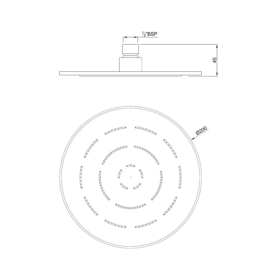 MAZE ROUND 8 - JAQUAR FAUCETS - ( WHITE - OVERHEAD SHOWER - 200x15 mm - 8inchX0.6inch )