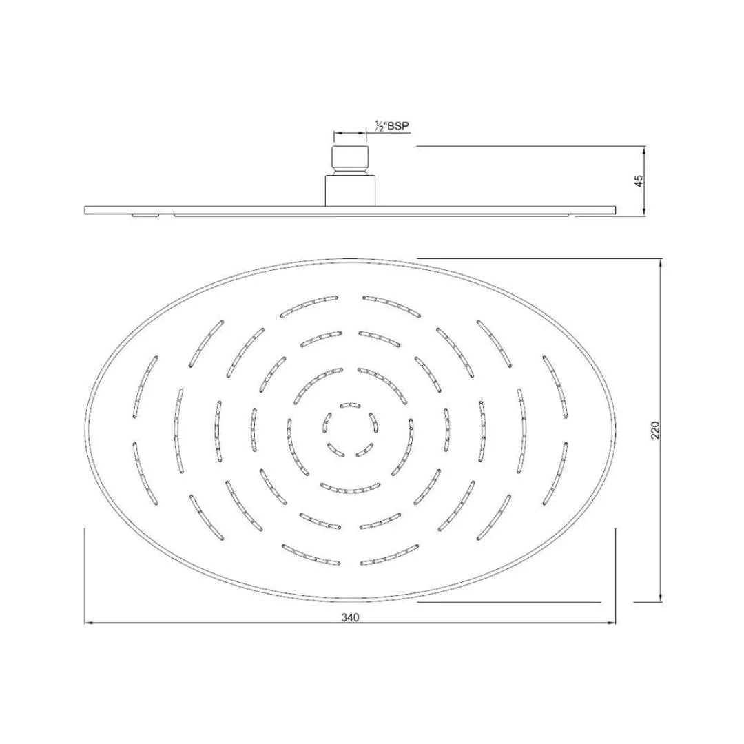MAZE OVERHEAD SHOWER OVAL SHAPE SINGLE FLOW - JAQUAR FAUCETS -  ( WHITE MATT - OVERHEAD SHOWER - 340x15 mm - 13.6inchX0.5inch )