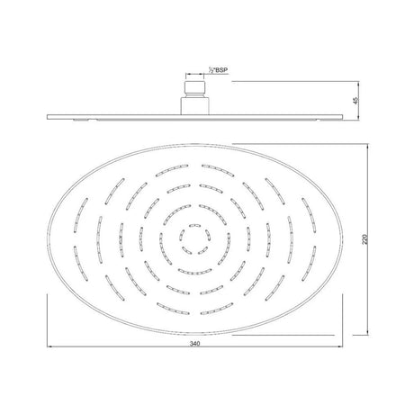 MAZE OVERHEAD SHOWER OVAL SHAPE SINGLE FLOW - JAQUAR FAUCETS -  ( WHITE MATT - OVERHEAD SHOWER - 340x15 mm - 13.6inchX0.5inch )