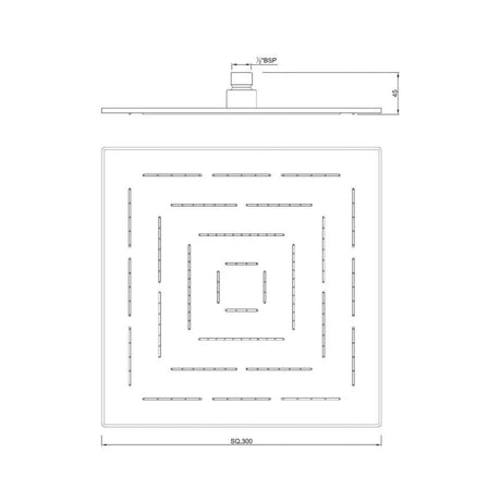 SQUARE SHAPE MAZE OVERHEAD SHOWER - JAQUAR FAUCETS -  ( WHITE MATT - HAND SHOWER - 300x300 mm - 12inchX12inch )