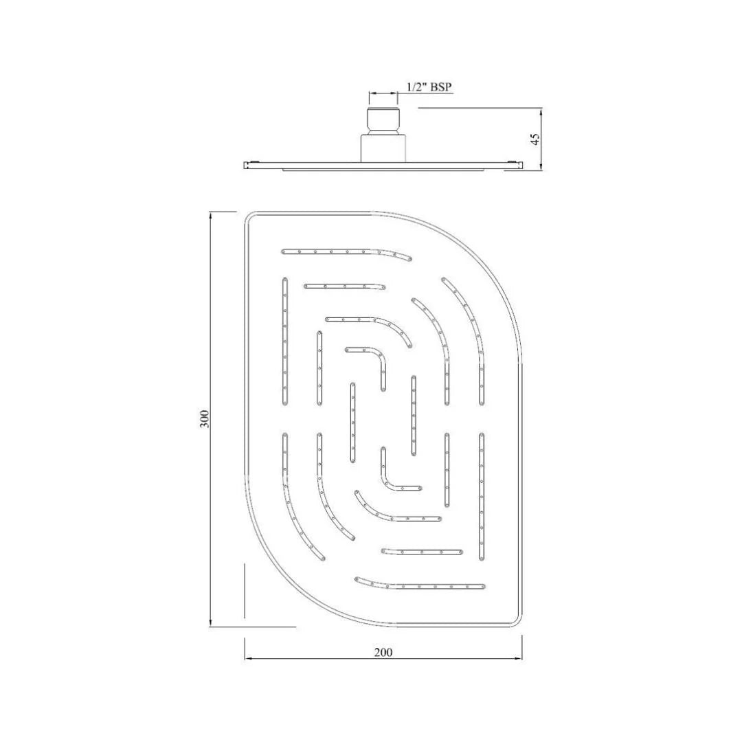 MAZE ALIVE RECT. SHOWER 200X300 - JAQUAR FAUCETS -  ( WHITE MATT - OVERHEAD SHOWER - 0x15 mm - 0inchX0.5inch )