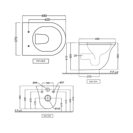 W/HUNG WC RIMLESS PTRAP - 180MM  W/UF/SOFT.CLOSE S/CVR - JAQUAR SWARE -  ( WHITE -  - 525x360 mm - 21inchX14.4inch )