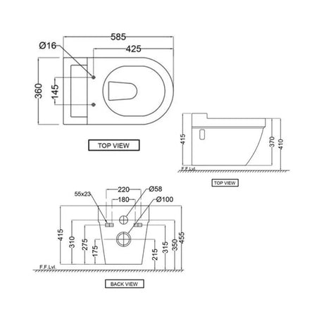 WALL HUNG WC W/SOFT CLOSE SEAT COVER ( BOLT DISTANCE 7INCH)- JAQUAR SWARE - ( - - 0x0 mm - 0inchX0inch )