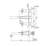 2 CON.STOP COCKS WITH BASIN SPOUT - JAQUAR FAUCETS -  ( GOLD DUST - QUEENS PRIME - 0x0 mm - 0inchx0inch )
