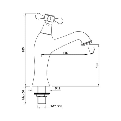 (PRUN) PILLAR COCK - JAQUAR FAUCETS -  ( GOLD - QUEENS PRIME - 0x15 mm - 0inchX0.5inch )