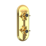 (PRUN) AQUAMAX CONCEALED + EXPOSED PART KIT OF THERMOSTATIC SHOWER MIXER WITH 3-WAY DIVERTER & SLEEVE - JAQUAR FAUCETS -  ( GOLD - QUEENS PRIME - 0x20 mm - 0inchX0.75inch )