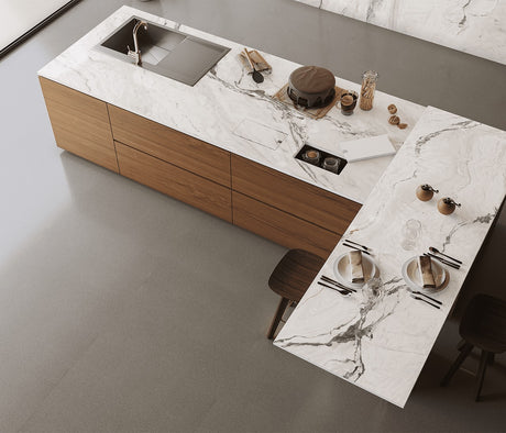 CASTELLO QUARTZITE ULTRA GLEAM - PORCEKO -  (  - QUARRY WHITE - 3000x790x15 mm - 118.11inchX31.1inchX0.6inch )