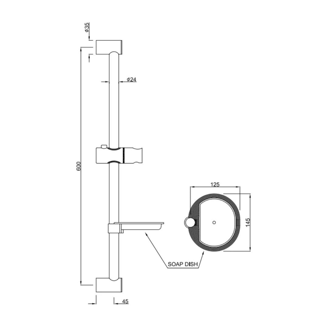 SLIDING RAIL WITH SOAP DISH - JAQUAR FAUCETS - ( ANTIQUE BRONZE - SHOWER ACC. - 0x0 mm - 0inchX0inch )