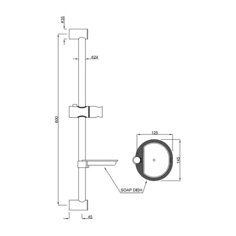 SLIDING RAIL WITH SOAP DISH - JAQUAR FAUCETS - ( ANTIQUE BRONZE - SHOWER ACC. - 0x0 mm - 0inchX0inch )