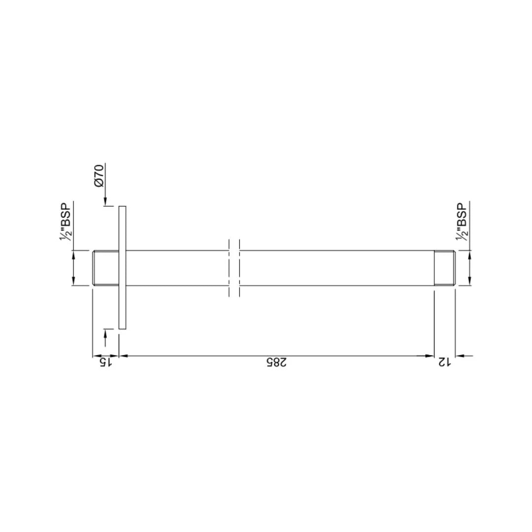 ROUND CEILING SHOWER ARM - JAQUAR FAUCETS - ( GOLD DUST - SHOWER ACC. - 280x20 mm - 11.2inchX0.8inch )