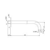 SHOWER ARM WITH FLANGE - JAQUAR FAUCETS - ( GOLD DUST - SHOWER ACC. - 600x15 mm - 24inchX0.5inch )