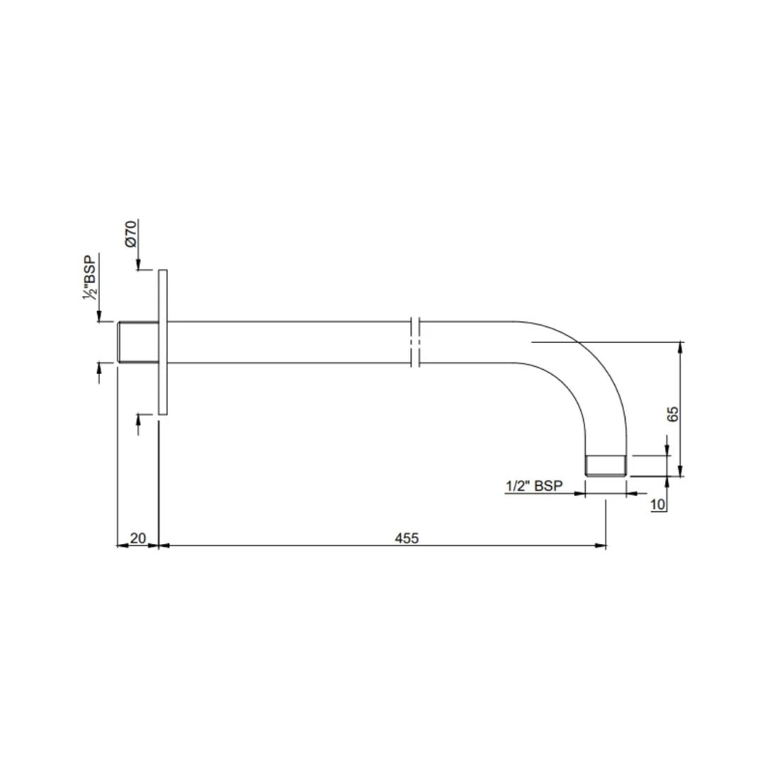 (PRUN) SHOWER ARM FOR RAIN SHOWER 450MM - JAQUAR FAUCETS -  ( GOLD - SHOWER ACC. - 0x15 mm - 0inchX0.5inch )