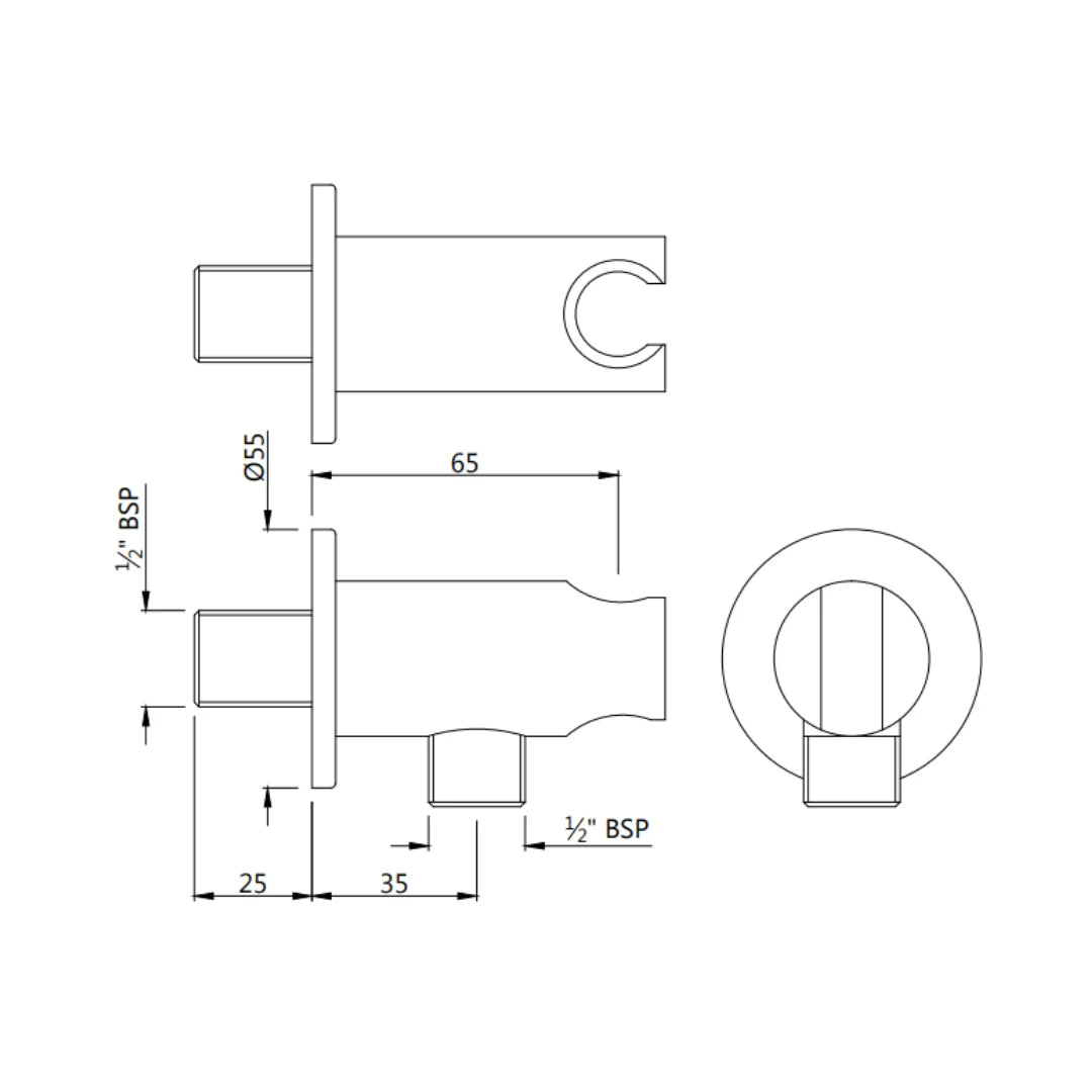 (PRUN) WALL OUTLET WITH SHOWER HOOK ROUND - JAQUAR FAUCETS -  ( GOLD - SHOWER ACC. - 0x15 mm - 0inchX0.5inch )