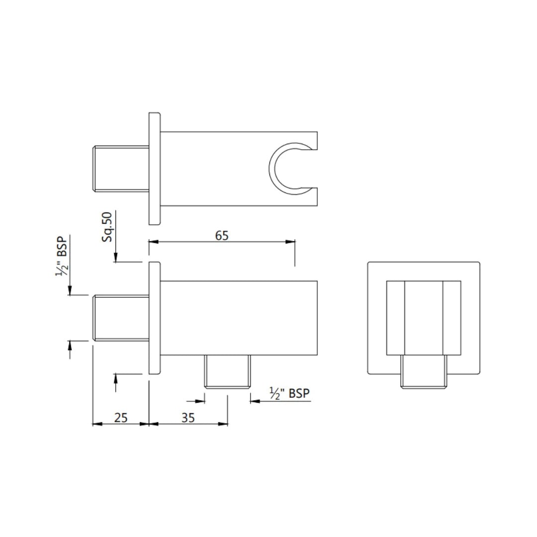 (PRUN) WALL OUTLET WITH SHOWER HOOK SQUARE - JAQUAR FAUCETS -  ( GOLD - SHOWER ACC. - 0x15 mm - 0inchX0.5inch )
