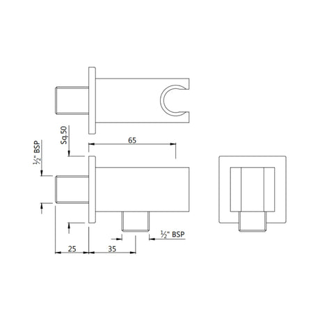 (PRUN) WALL OUTLET WITH SHOWER HOOK SQUARE - JAQUAR FAUCETS -  ( GOLD - SHOWER ACC. - 0x15 mm - 0inchX0.5inch )