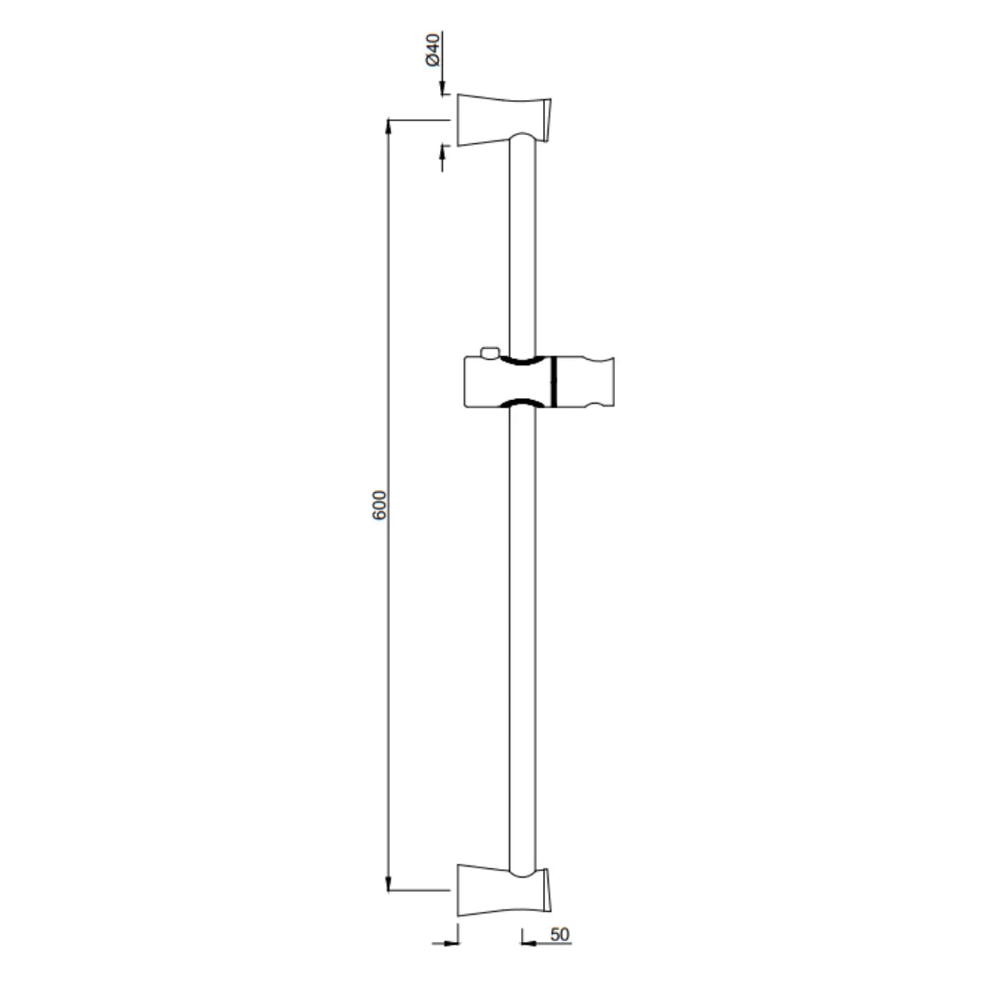 SLIDING RAIL DIA 19MM & 600MM LONG ROUND - JAQUAR FAUCETS - ( GRAPHITE - SHOWER ACC. - 0x0 mm - 0inchX0inch )