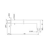 SHOWER ARM SQUARE - JAQUAR FAUCETS -  ( WHITE MATT - SHOWER ACC. - 400x25 mm - 16inchX1inch )