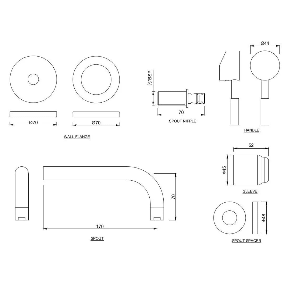EXPOSED PART KIT OF S/L BASIN MIXER - JAQUAR FAUCETS - ( CHROME - SOLO - 0x0 mm - 0inchX0inch )