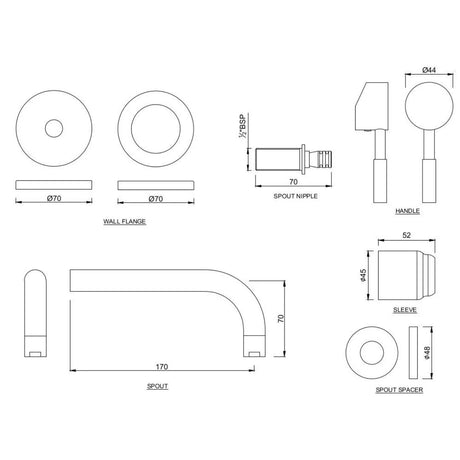 EXPOSED PART KIT OF S/L BASIN MIXER - JAQUAR FAUCETS - ( CHROME - SOLO - 0x0 mm - 0inchX0inch )