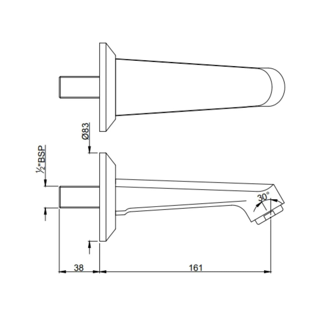 BATH TUB SPOUT - JAQUAR FAUCETS -  ( CHROME - SPOUT - 0x15 mm - 0inchX0.5inch )