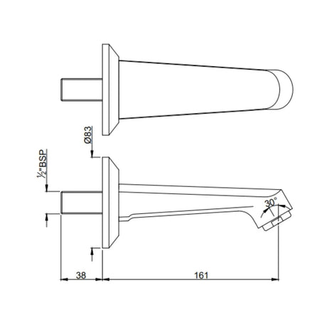 BATH TUB SPOUT - JAQUAR FAUCETS -  ( CHROME - SPOUT - 0x15 mm - 0inchX0.5inch )