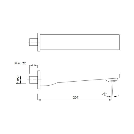 BATH TUB SPOUT - HINDWARE FAUCETS -  ( BLACK - EDGE-HUES - 0x15 mm - 0inchX0.5inch )