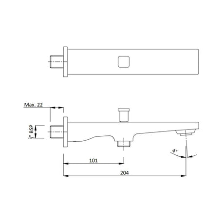 BATH TUB SPOUT WITH TIP-TON - HINDWARE FAUCETS -  ( PURE GOLD - EDGE-HUES - 0x15 mm - 0inchX0.6inch )