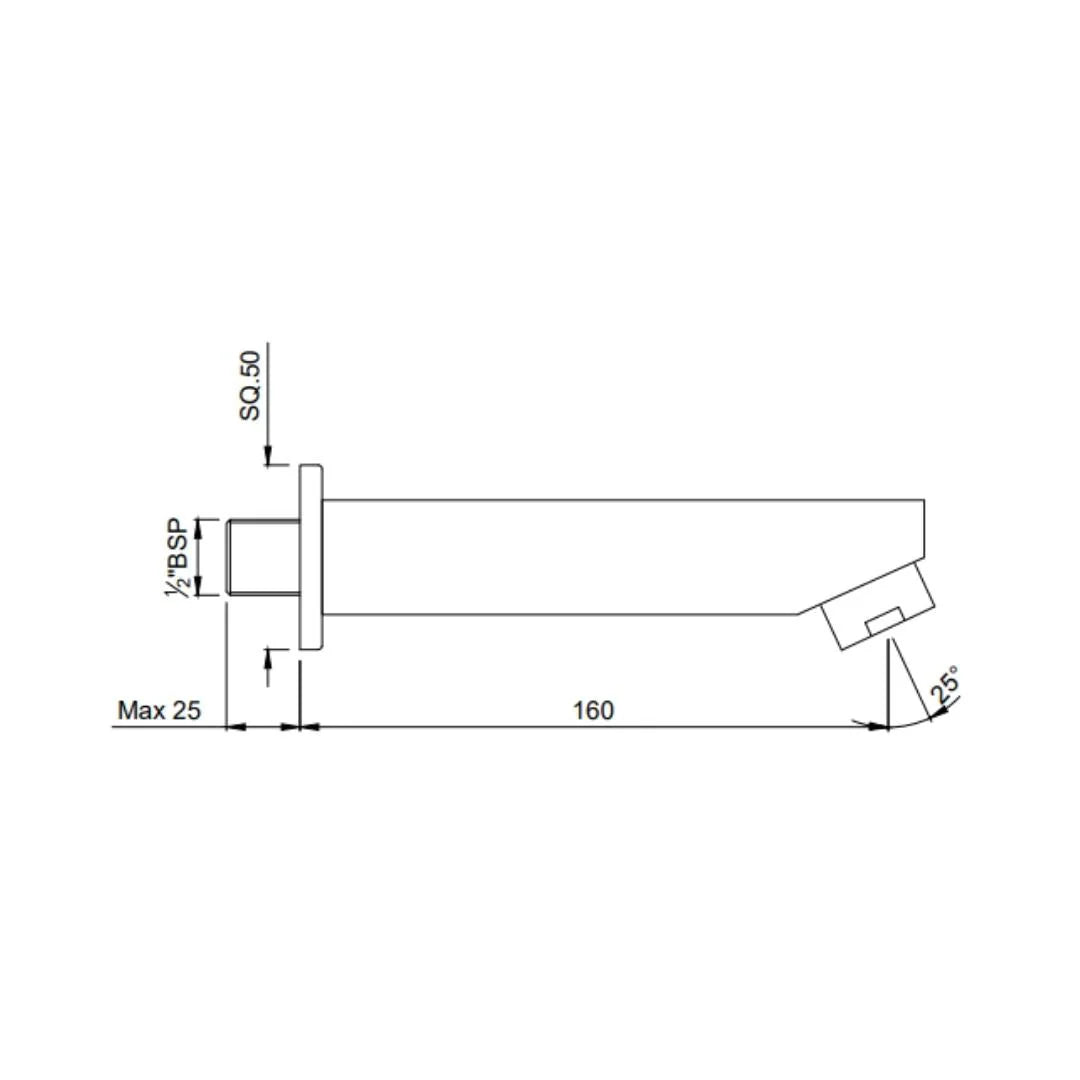 (PRUN) PLAIN SPOUT W/WALL FLANGE - JAQUAR FAUCETS -  ( GOLD - SPOUT - 0x15 mm - 0inchX0.5inch )