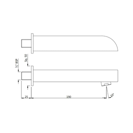 ALIVE RANGE BATH TUB SPOUT WITH WALL FLANGE - JAQUAR FAUCETS -  ( STAINLESS STEEL - BATH TUB-SPOUT - 0x0 mm - 0inchx0inch )