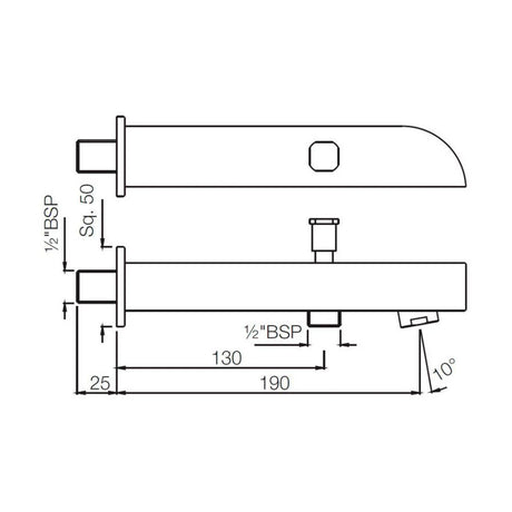 ALIVE RANGE BATH TUB SPOUT WITH BUTTON - JAQUAR FAUCETS -  ( WHITE MATT - BATH TUB-SPOUT - 0x15 mm - 0inchX0.5inch )
